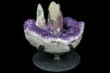 Wide Amethyst Geode With Large Calcite Crystals - Uruguay #107704-2